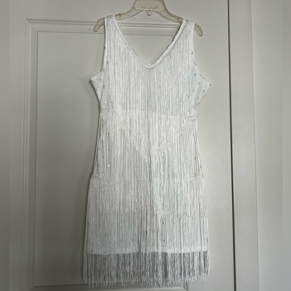 Elegant White Fringe Dress